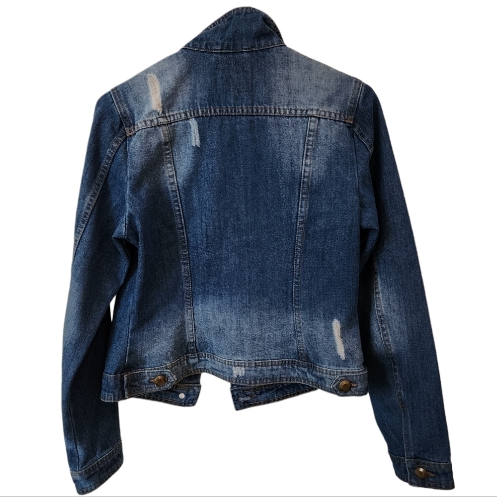 Distressed Jean Jacket Copper Key - Picture 2 of 5